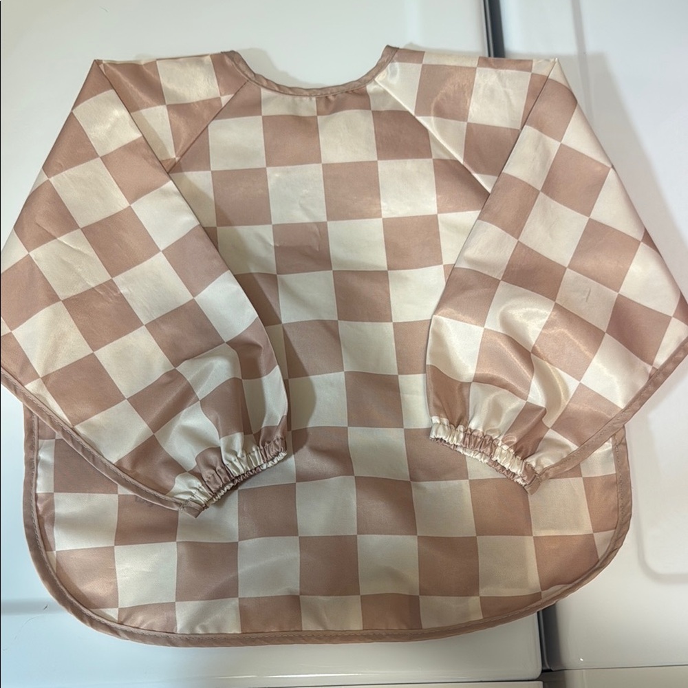 Kids Tiny Twinkle Checkered Bib - Cream and Tan